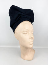 Load image into Gallery viewer, Incredible Original 1940's Midnight Blue Felt Turban Hat by Lincoln Bennett *