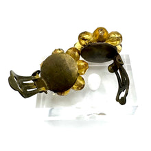 Load image into Gallery viewer, Original 1950's Mid Century Faceted Golden Glass Bead Clip on Flower Earrings