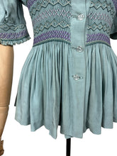 Load image into Gallery viewer, Stunning Original 1930's Blue Cotton Blouse with Heavy Smocking Detail - Bust 36 38