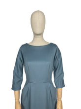 Load image into Gallery viewer, Original 1950's Blue Wool Wiggle Dress with Pockets by John Crowther - Bust 36 *