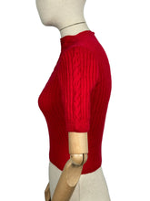 Load image into Gallery viewer, 1940's Reproduction Hand Knitted Cable Jumper in Christmas Red Pure Wool - Bust 32 33 34 35 36