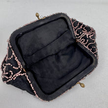 Load image into Gallery viewer, Original 1930's Black Evening Bag with Bead and Sequin Decoration in Red, Green, Gold and Blue