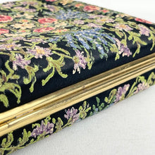 Load image into Gallery viewer, Absolutely Stunning Original 1950’s Black Handpainted Floral Beaded Evening Box Bag by Waldybag - Highly Collectible