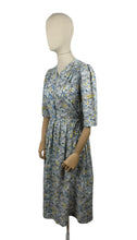 Load image into Gallery viewer, Original Late 1940's Early 1950's Grey, Blue, Mustard and White Cotton Day Dress - Bust 38 *