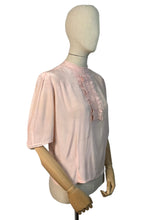 Load image into Gallery viewer, Original 1940's 11011 Flesh Coloured Silk Button Back Blouse with Jabot Front - Bust 36 38