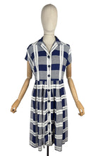 Load image into Gallery viewer, Original 1950's Peggy Page Navy and White Check Day Dress - Bust 36 37 *