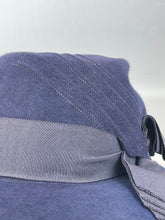Load image into Gallery viewer, Original 1930's Dark Blue Seamed Felt Fedora with Grosgrain Trim by Fenwick