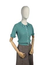 Load image into Gallery viewer, 1930’s Reproduction Lace Cardigan in Sea Foam Green Wool - Bust 36 38