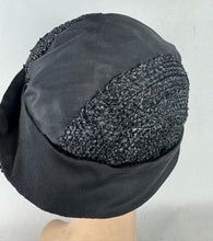Load image into Gallery viewer, Original 1920’s Black Straw and Grosgrain Small Size Cloche Hat *