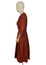 Load image into Gallery viewer, Original 1950's Red and Brown Check Wool Dress - Bust 34 35 *