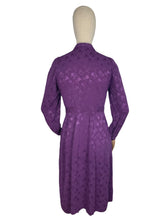Load image into Gallery viewer, Original 1940's Cadbury Purple Floral Crepe Dress with Belt and Glass Buttons - Bust 34" *