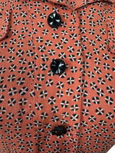Load image into Gallery viewer, Original 1940's Belted Heavy Linen Day Dress in Orange, Black and White with Glass Button Detail - Bust 28