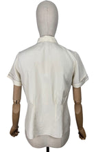 Load image into Gallery viewer, Original 1940's 1950's Cream and Grey Pure Silk Hand Embroidered Blouse - Bust 36 *