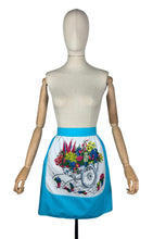 Load image into Gallery viewer, Original 1950's Vibrant St Michael Cotton Apron - Blue and White with Floral Print in Pink and Yello