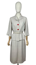 Load image into Gallery viewer, Original 1940's Beige Lightweight Wool Belted Summer Suit with Bright Red Buttons - Bust 40