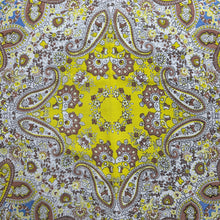 Load image into Gallery viewer, Original Large 1940's Red, Yellow, Blue and Brown Paisley Crepe Scarf - Great Headscarf