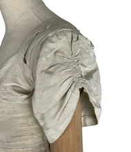 Load image into Gallery viewer, Original 1930's Ivory Grosgrain and Metallic Gold Thread Full Length Evening Dress with Ruching - Bust 32" *