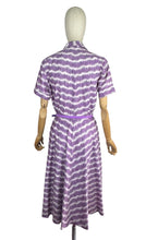 Load image into Gallery viewer, 1940’s 1950’s Horrockses Crisp Cotton Day Dress in Purple, White and Black - Bust 40