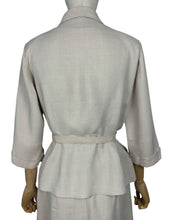 Load image into Gallery viewer, Original 1940's Beige Lightweight Wool Belted Summer Suit with Bright Red Buttons - Bust 40
