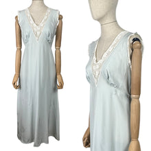 Load image into Gallery viewer, Original 1940's Ice Blue Rayon Nightdress with Lace Detail - Bust 34 36 *