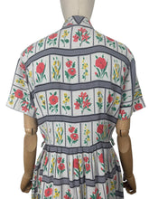 Load image into Gallery viewer, Wounded but Wearable Original Late 1940's or Early 1950's Floppy Cotton Floral Stripe Day Dress - Bust 36 *