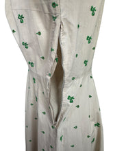 Load image into Gallery viewer, Original 1940's 1950's Beige Cotton Day Dress with Vibrant Green Bow Embroidery - Bust 38 *