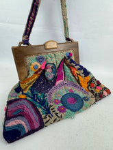 Load image into Gallery viewer, Original Early 20th Century Wool Embroidered Bag with Wooden Frame