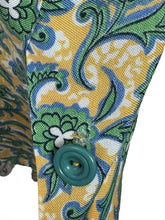 Load image into Gallery viewer, Original 1940's Volup Linen Day Dress in Yellow, Blue, Green and White - Bust 42 44 *