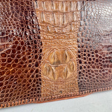 Load image into Gallery viewer, Original 1930’s Genuine Crocodile Skin Clutch Bag in Dark and Mid Brown