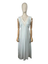 Load image into Gallery viewer, Original 1940's Ice Blue Rayon Nightdress with Lace Detail - Bust 34 36 *