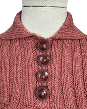 Load image into Gallery viewer, Reproduction 1930's Brown Hand Knitted Alpaca Wool Jumper with Pretty Cable Detail - Bust 34 36 38