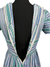 Load image into Gallery viewer, Original 1940's Petite Fit Textured Cotton Stripe Dress in Green, Pink, Blue and White - Bust 34 *