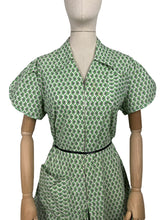 Load image into Gallery viewer, Original 1930's 1940's Black, Green and White Volup Cotton Zip Front Playsuit - Bust 40 42