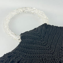 Load image into Gallery viewer, Original 1940's Large Black Crochet Fan Handbag with Double Lucite Handles