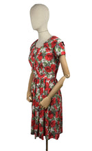 Load image into Gallery viewer, Original 1950's Petite Fit Bright Floral Floppy Cotton Day Dress - Bust 34 35 36 *