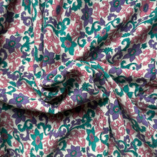 Load image into Gallery viewer, Original 1940's White, Green, Pink and Purple Crepe Dressmaking Fabric - 35" x 120"