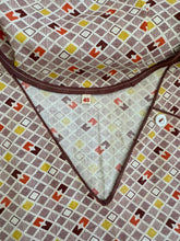 Load image into Gallery viewer, Original 1930's Brown, Mustard, Rust and White Geometric Print Cotton Apron - Great Chore Dress - Would Make A Great Summer Dress - Bust 34 35 *
