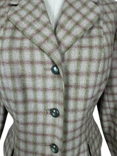 Load image into Gallery viewer, Original 1940's Green and Burgundy Check Wool Suit by Dorchester - Bust 38 40