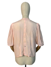 Load image into Gallery viewer, Original 1940's 11011 Flesh Coloured Silk Button Back Blouse with Jabot Front - Bust 36 38
