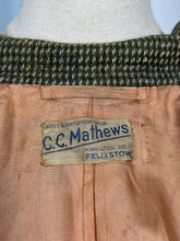 Load image into Gallery viewer, Original 1940’s Green, Brown and Cream Tweed Suit with Green Button Fastener - Bust 38