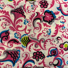 Load image into Gallery viewer, Original 1940’s Pure Silk Dressmaking Fabric in White, Grey, Bright Pink, Blue and Lime Green - 40” x 120” *