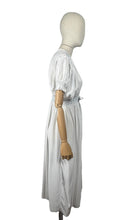 Load image into Gallery viewer, Original 1940's White Crepe Dressing Robe with Ice Blue Smocking Detail - Bust 34 36 *