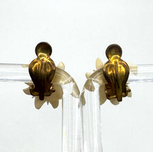 Load image into Gallery viewer, Original 1930's 1940's Carved Edelweiss Clip On Flower Earrings