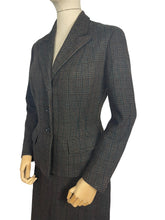 Load image into Gallery viewer, Original 1940's Jolly & Son Limited Tweed Wool Suit in Black, Green and Rust Check - Bust 36 37
