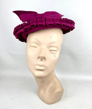 Load image into Gallery viewer, Original 1940’s Magenta Pink Felt Hat with Large Bow Trim by Louis of California