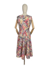 Load image into Gallery viewer, Original 1950's Nylon Dress with Full Circle Skirt in Grey, Red, Yellow and White - Bust 38 40 *