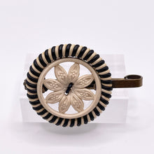 Load image into Gallery viewer, Original 1940's Black and White Wartime Make Do and Mend Wirework Brooch with Flower Button Middle *