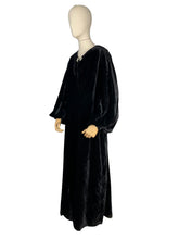 Load image into Gallery viewer, Original 1930’s Black Velvet Opera Coat by Peter Jones J Lewis with Incredible Pleated Shoulders and Balloon Sleeves - Bust 38 40 *