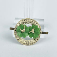 Load image into Gallery viewer, Original 1940's Green and White Make Do and Mend Brooch with Double Green Button Middle