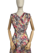 Load image into Gallery viewer, Original 1950's Nylon Dress with Full Circle Skirt in Grey, Red, Yellow and White - Bust 38 40 *